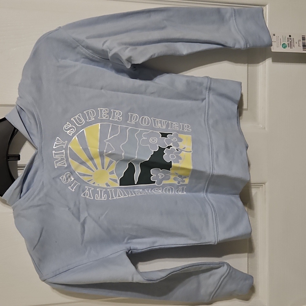 Carter's Kids Girls Light Blue "Positivity" Hooded Sweatshirt NWTs